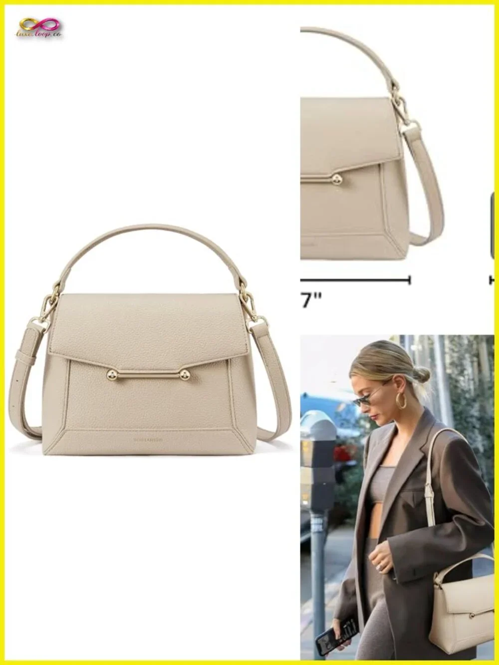 Vegan Leather Crossbody Bag with Top Handle Adjustable Strap